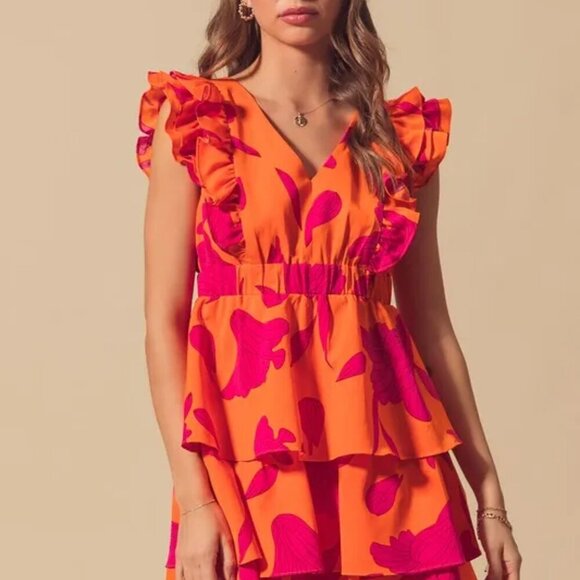 SO ME Floral V‎ Neck Layered Dress with Elasticized Waist - Picture 10 of 16